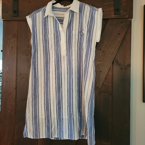 NWT Ellison Striped Cotton Shirt Dress SZ Med - Picture 1 of 5